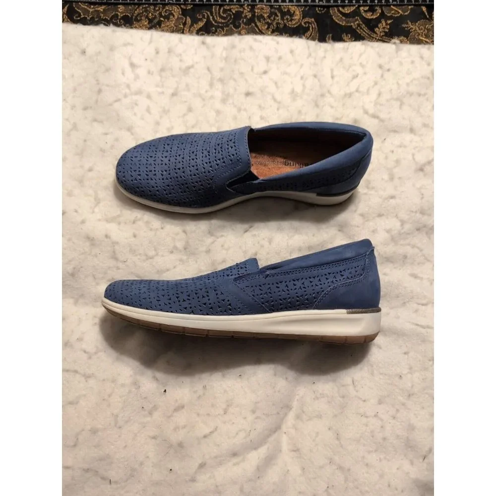 WALKING CRADLES Womens Blue Orleans Wedge Slip On Leather Sneakers Size 8N - Picture 1 of 10